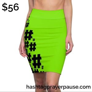 #PrayerPause Lime Dragon Women's Pencil Skirt